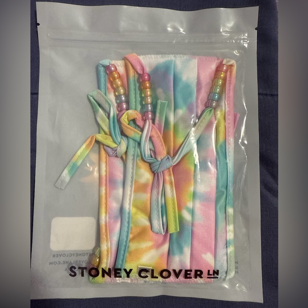 NWT Stoney Clover Lane 2 Piece Face Mask Set Rainbow Tie Dye